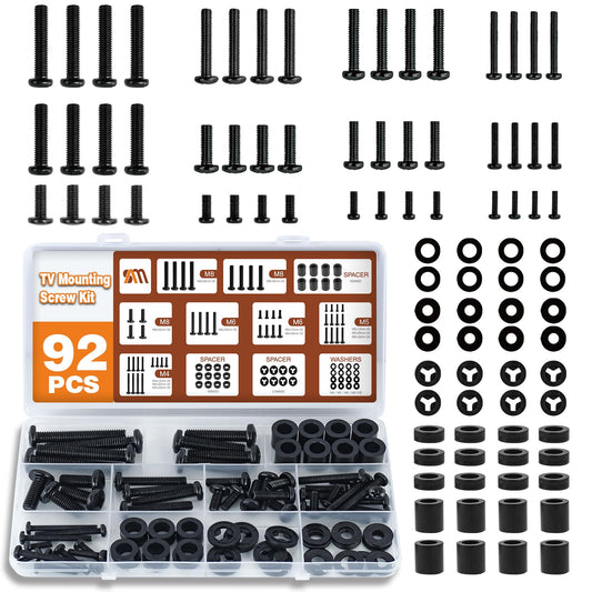 Universal TV Mount Screw Kit - Secure VESA Wall Mounting, Complete Set for TVs up to 80, Black