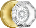 Gold Door Knob with Lock - Octagon Crystal Glass Design