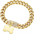 New Gold Dog Chain Collar with Bling Zircon Buckle - Durable 19MM