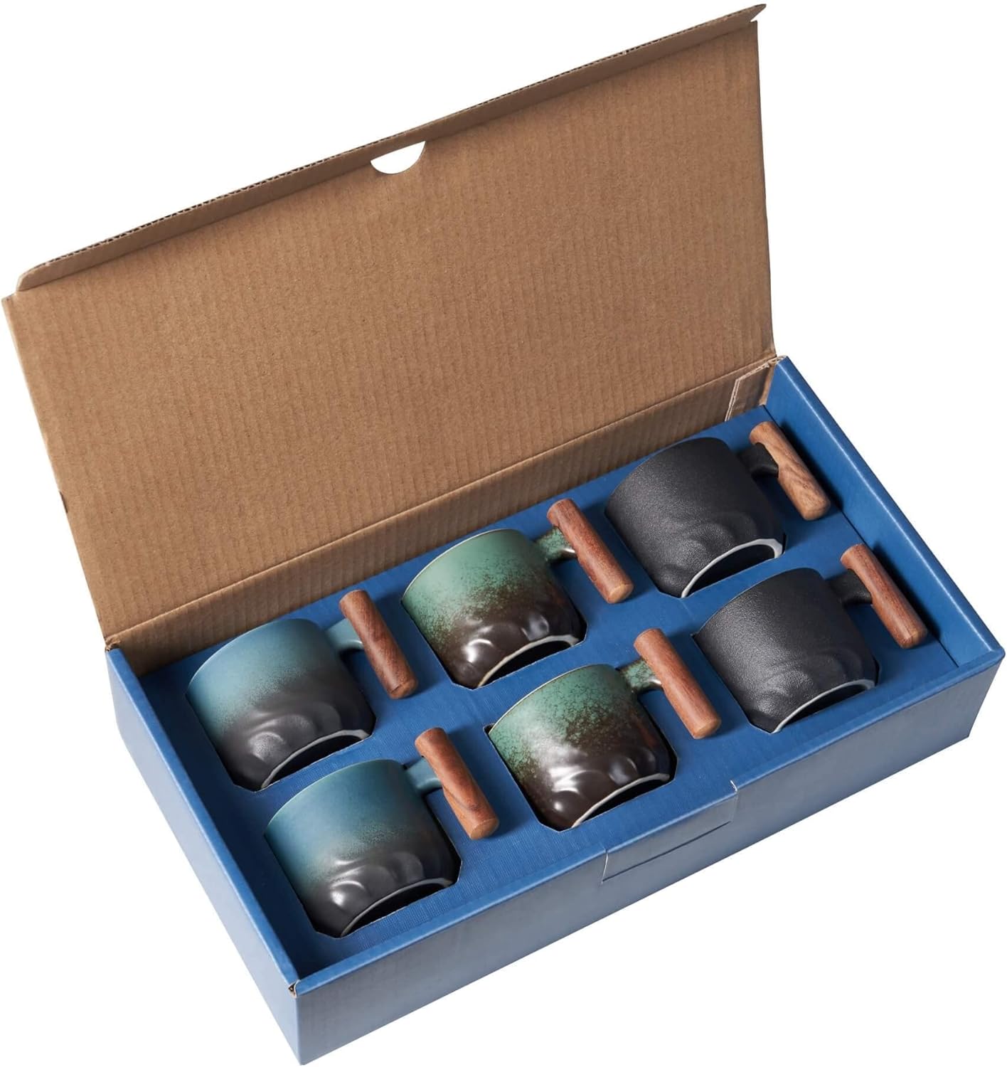 Ceramic Espresso Cups with Wooden Handle for Coffee Lovers