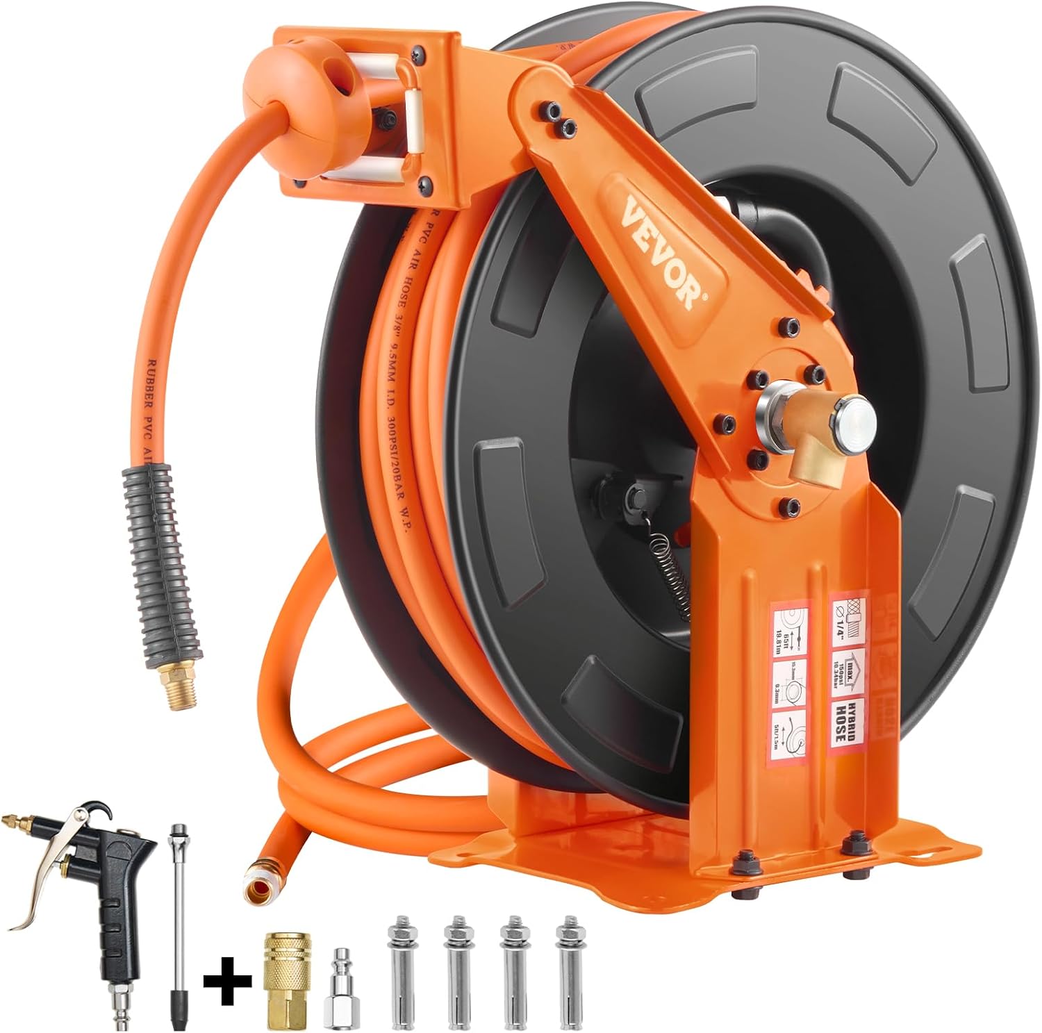 VEVOR Retractable Air Hose Reel with Double Arms for Workshop