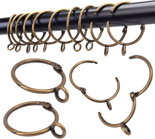 24PCS Openable Bronze Curtain Rings | Snap-Joint Design | Fits Rods Up to 1.8 | TXZWJZ