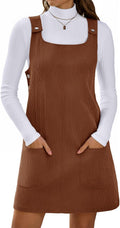 Womens Corduroy Overall Dress Square Neck A Line Mini - Versatile
