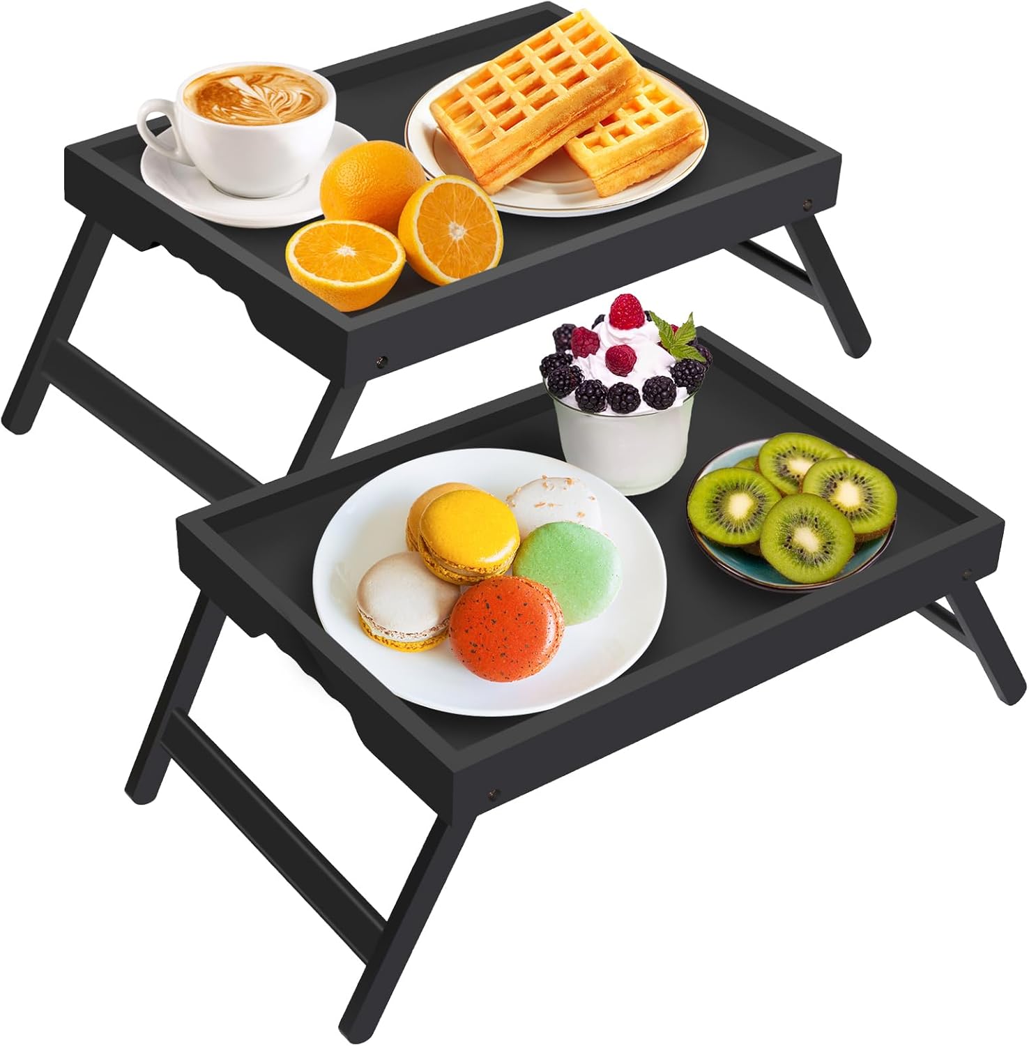 Bamboo Bed Tray Table | Foldable Legs | Multipurpose | Set of 2