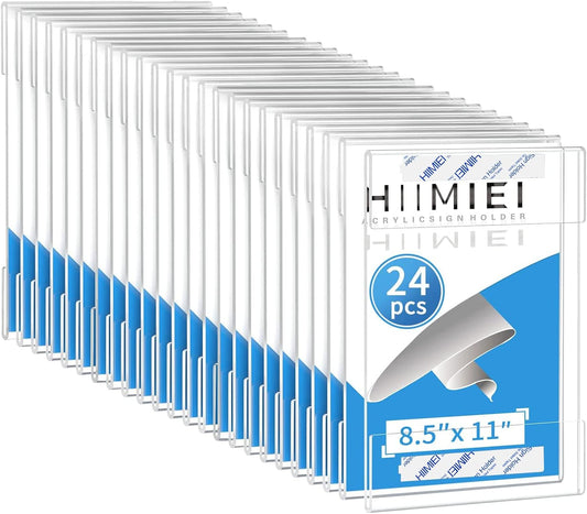 HIIMIEI 24 Pack Clear Acrylic Wall Mount Sign Holder for Displays