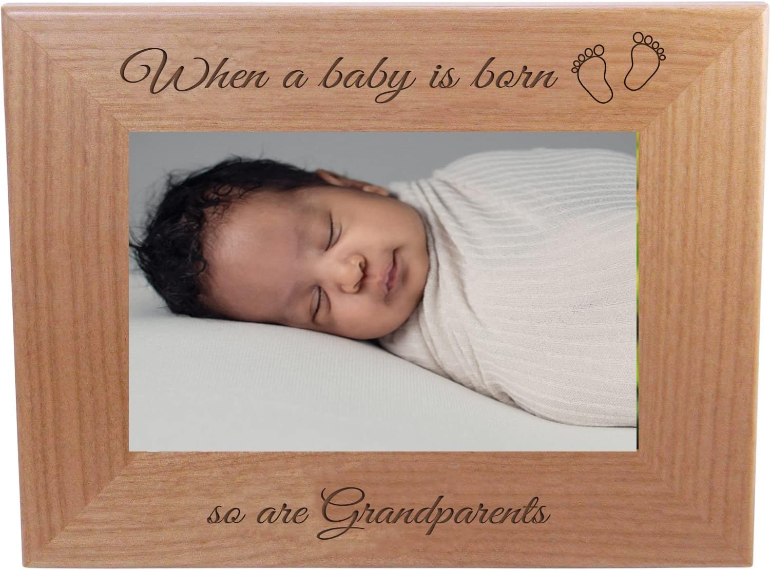 CustomGiftsNow Laser Engraved Alder Wood Picture Frame for Family