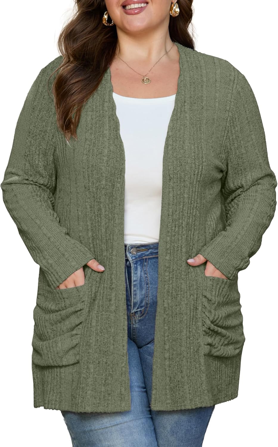 Plus Size Cardigan for Women by OLRIK - Soft Knit Sweater