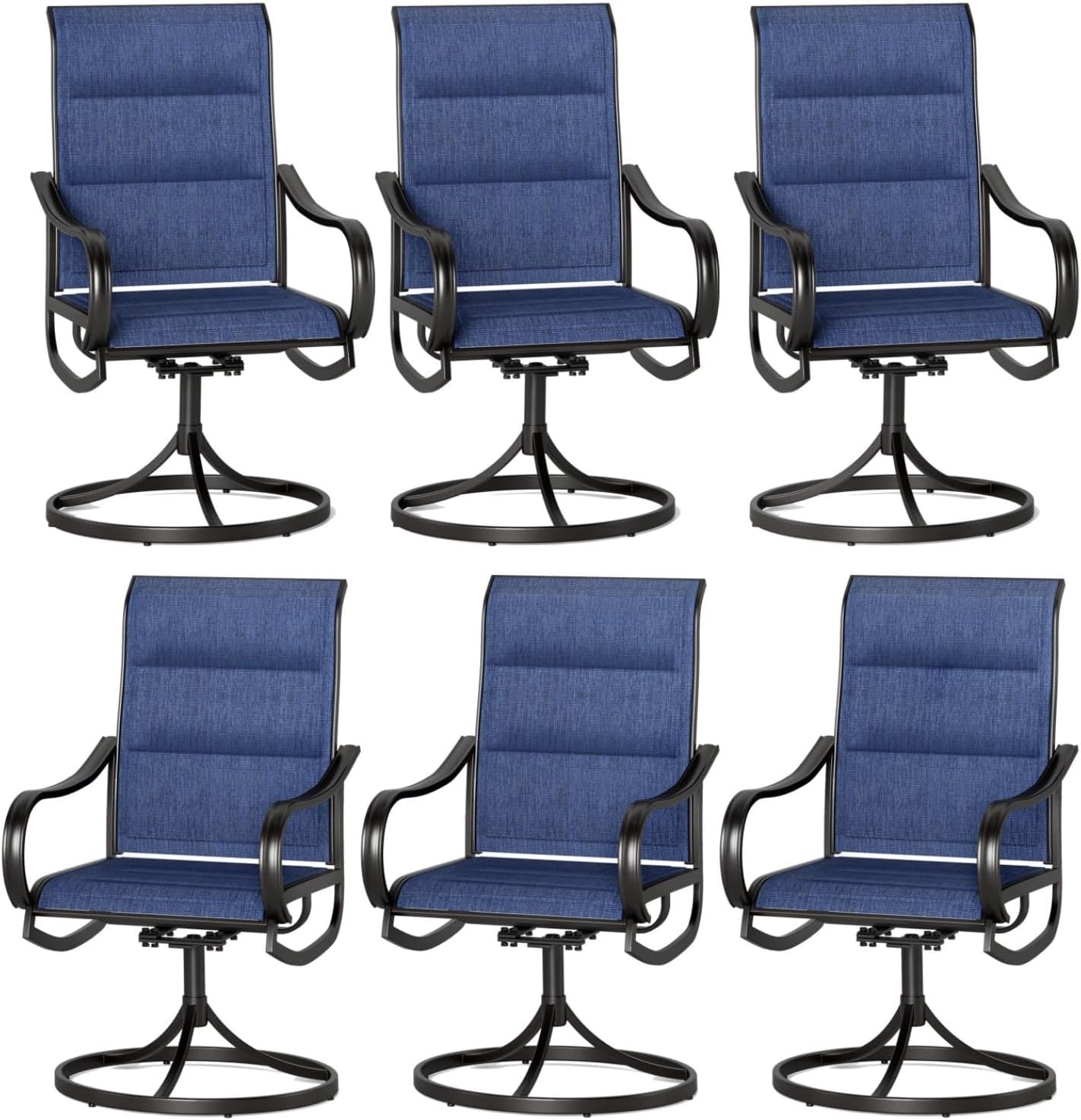 PHI VILLA Patio Swivel Dining Chairs Set of 6 for Outdoor Use