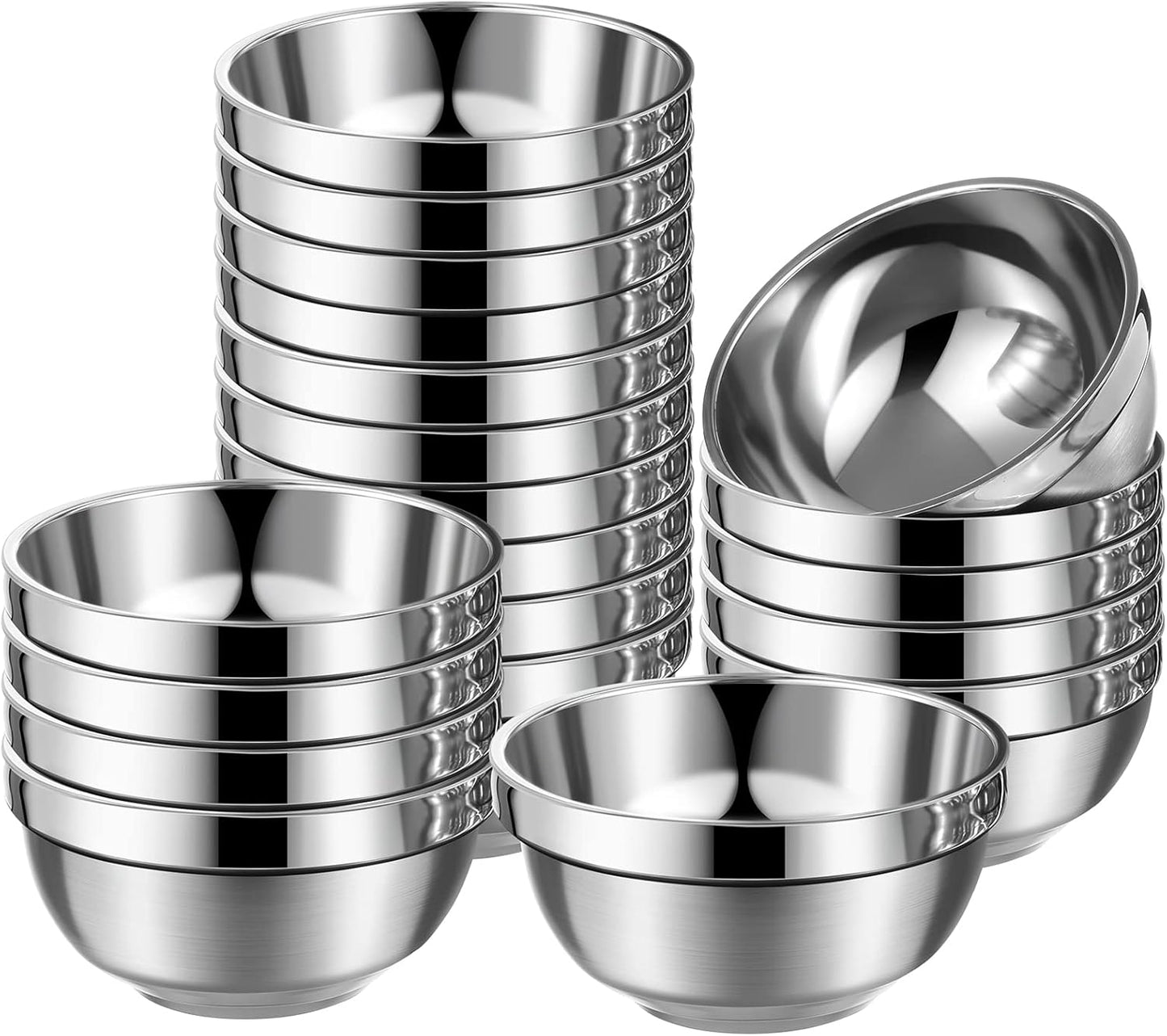 20 Pack 304 Stainless Steel Bowls Set for Snacks and More