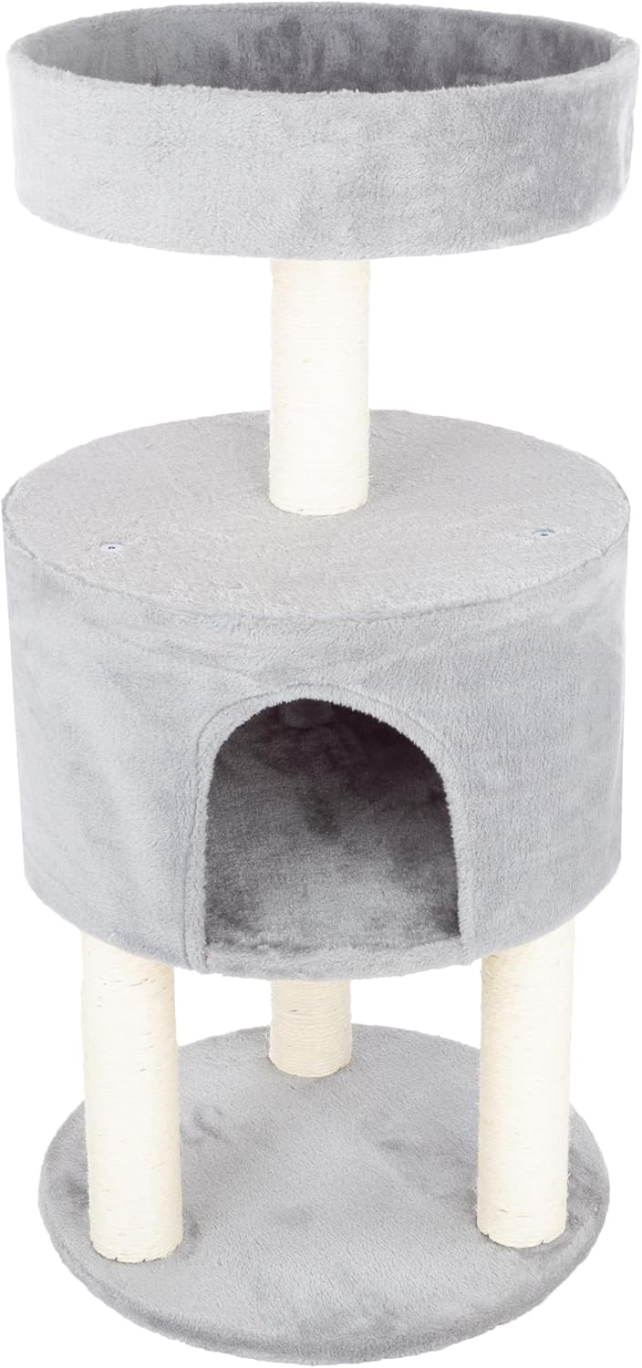 4-Tier Round Cat Tower - Large Cat Condo with Scratching Posts