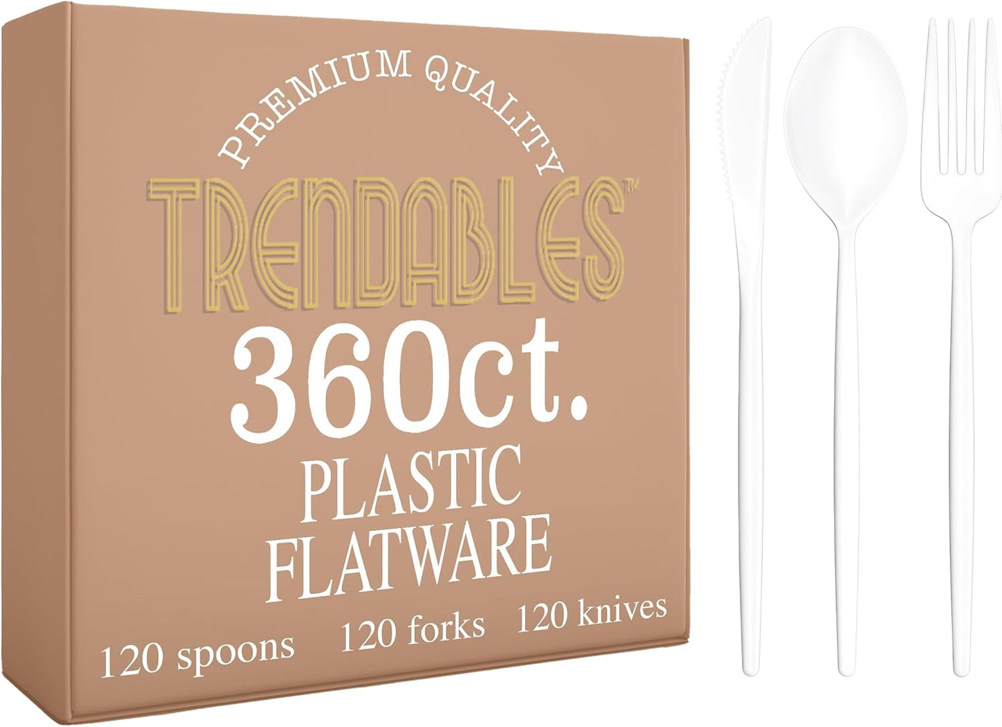 Trendables White Plastic Silverware Set for Parties and Events