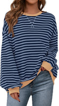 Striped Oversized Sweatshirt Color Block Crew Neck