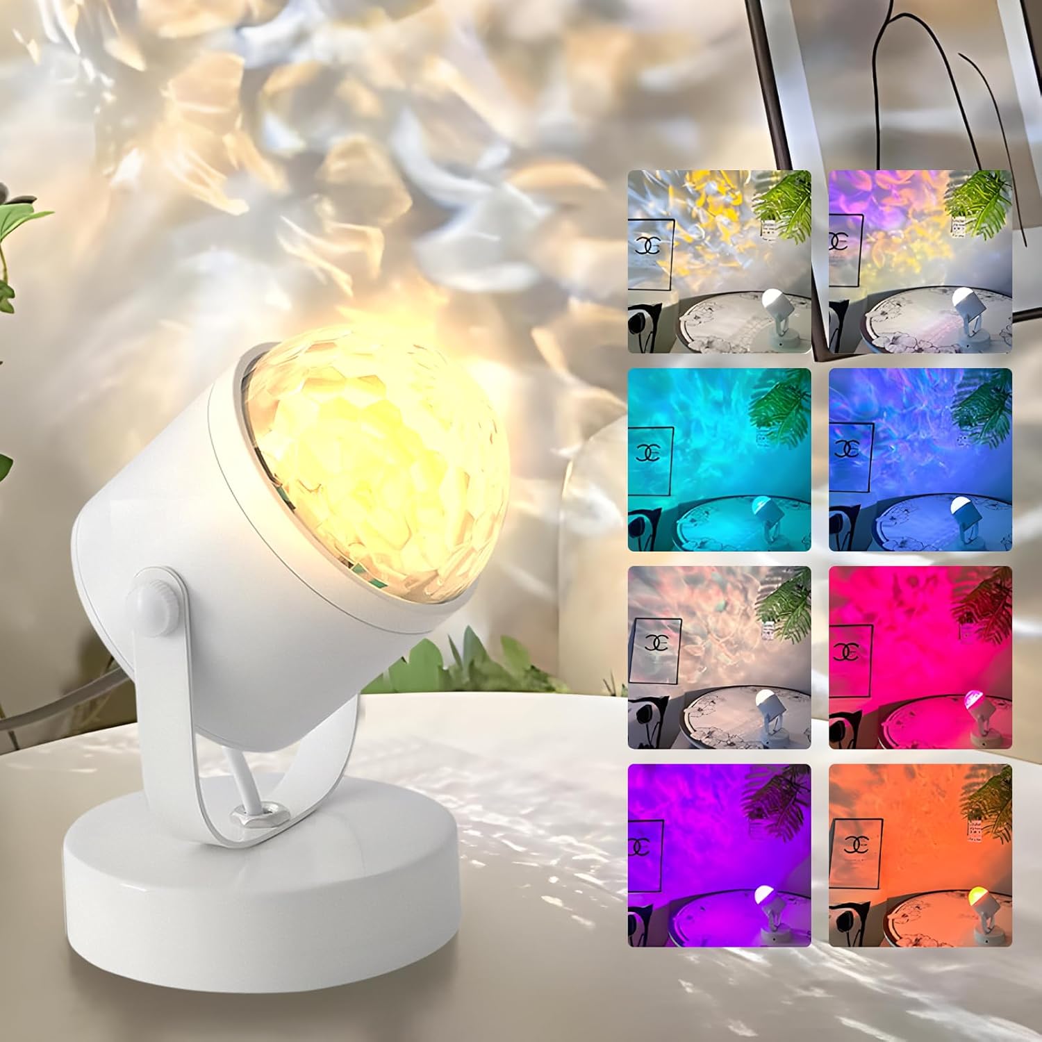 Spreezing Ocean Wave Night Light Projector - 8 Films, Rotating Ripple Ambiance