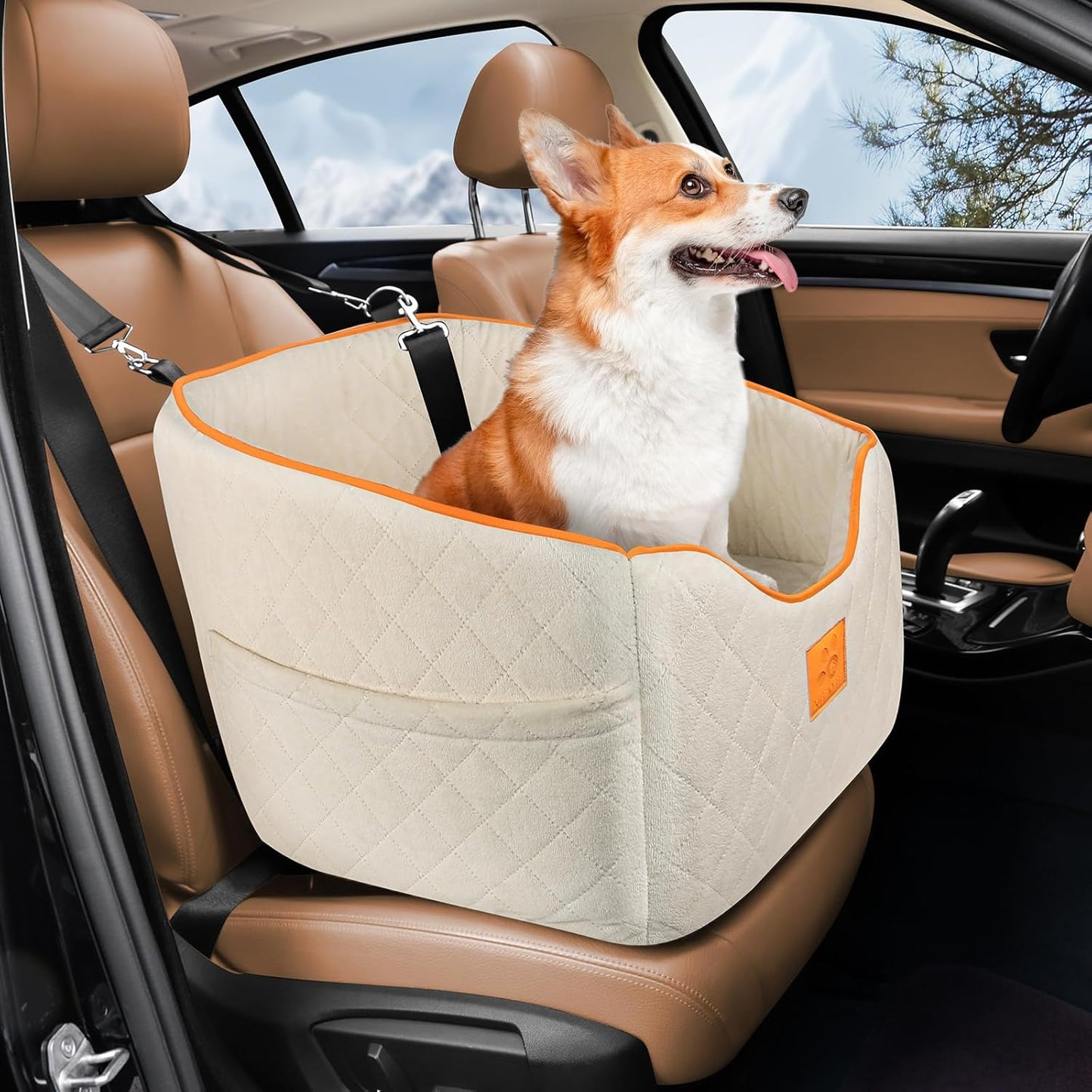 Memory Foam Dog Car Seat for Small Dogs - Travel Comfort & Safety