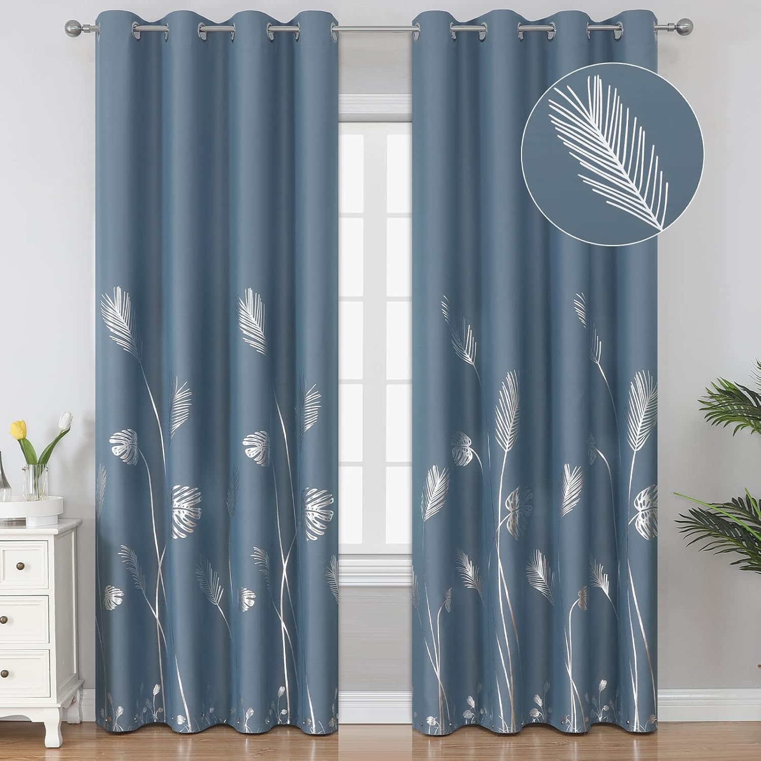 Estelar Textiler Stone Blue Blackout Curtains for Boys Room