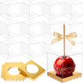 Candy Apple Gift Boxes 100 pcs - Clear PET with Gold Base 4 in