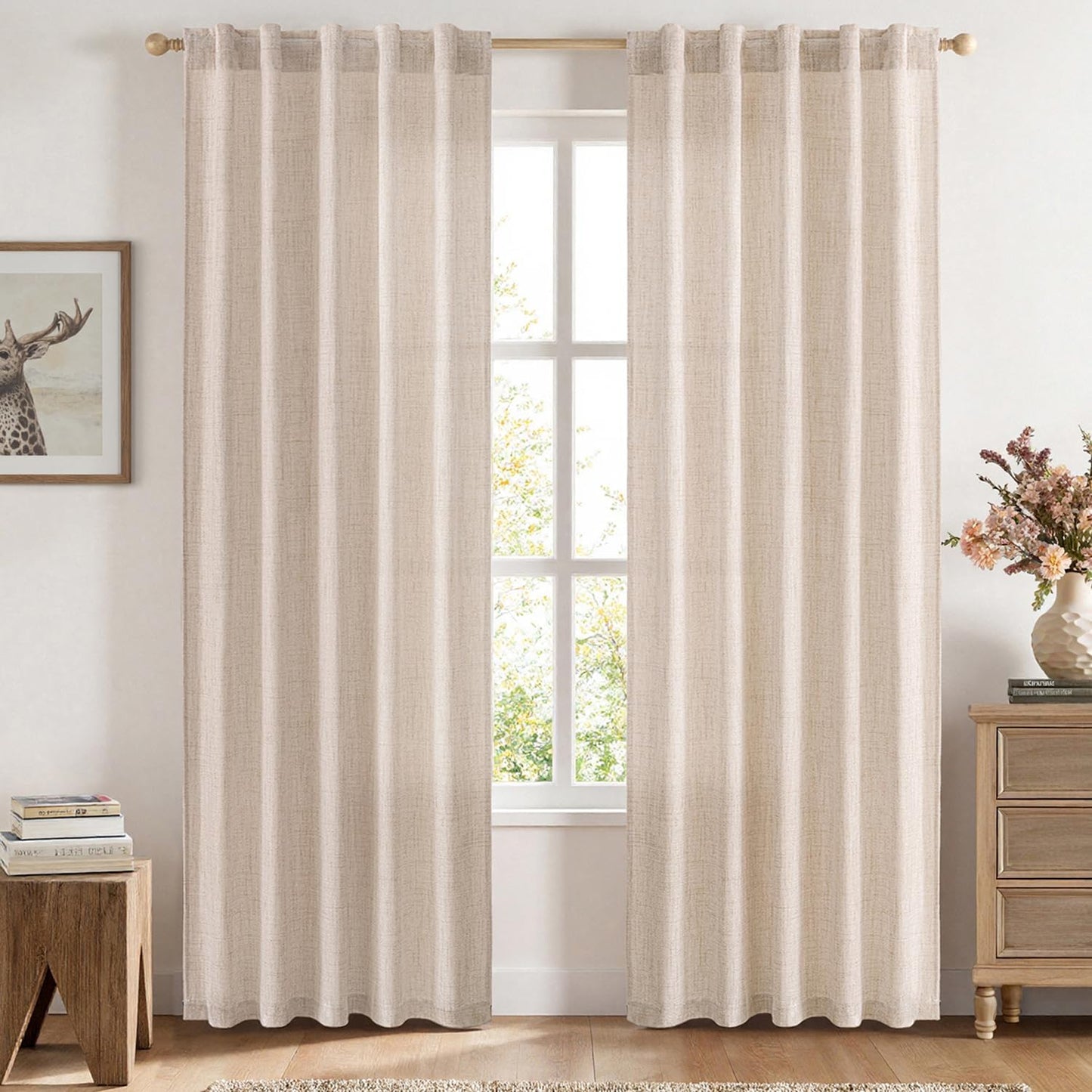 MIULEE Faux Linen Curtains 84 Inch Length for Elegant Privacy