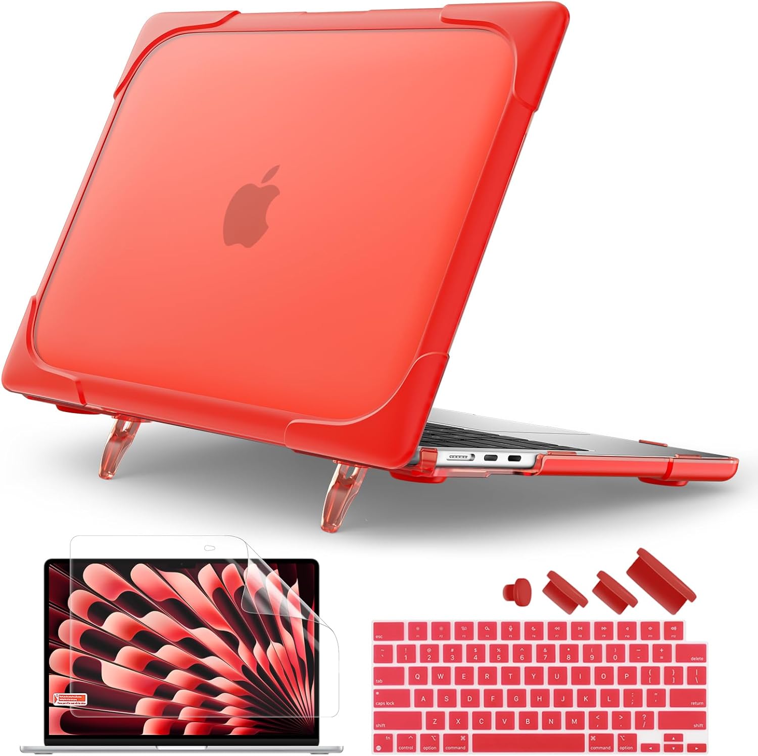 Batianda Heavy Duty Shockproof Case for New MacBook Air 15 in Red
