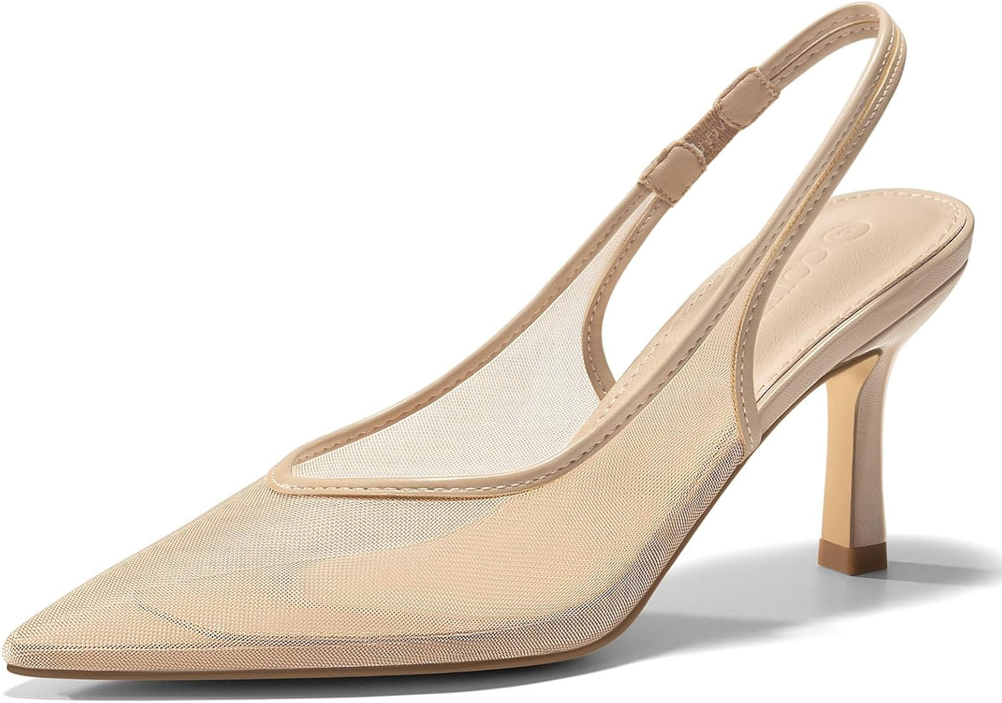 Coutgo Womens Mesh Slingback Kitten Heels for Elegant Style
