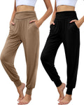 2 Pack Women's Yoga Joggers High Waisted Cozy Sweatpants - Comfy No