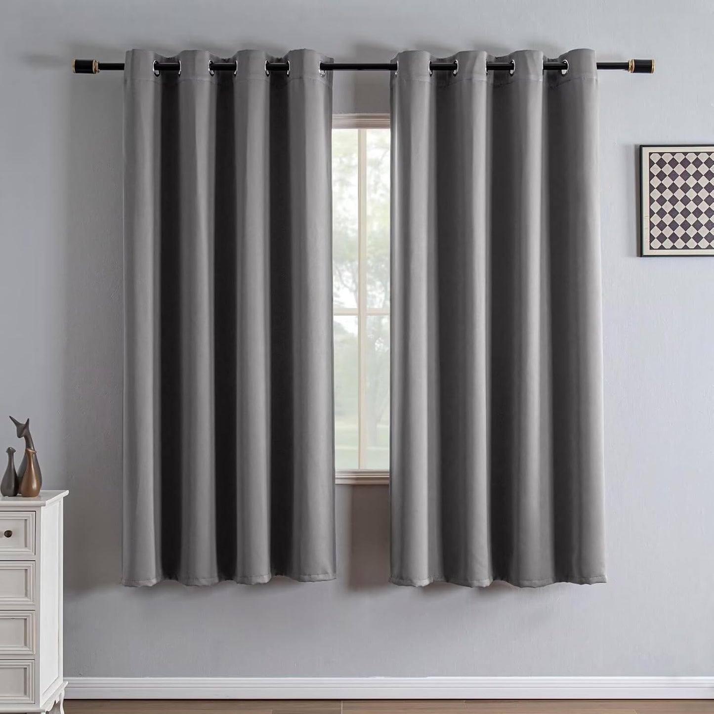 Light Grey Blackout Curtains for Bedroom 72 Inch Long Panels
