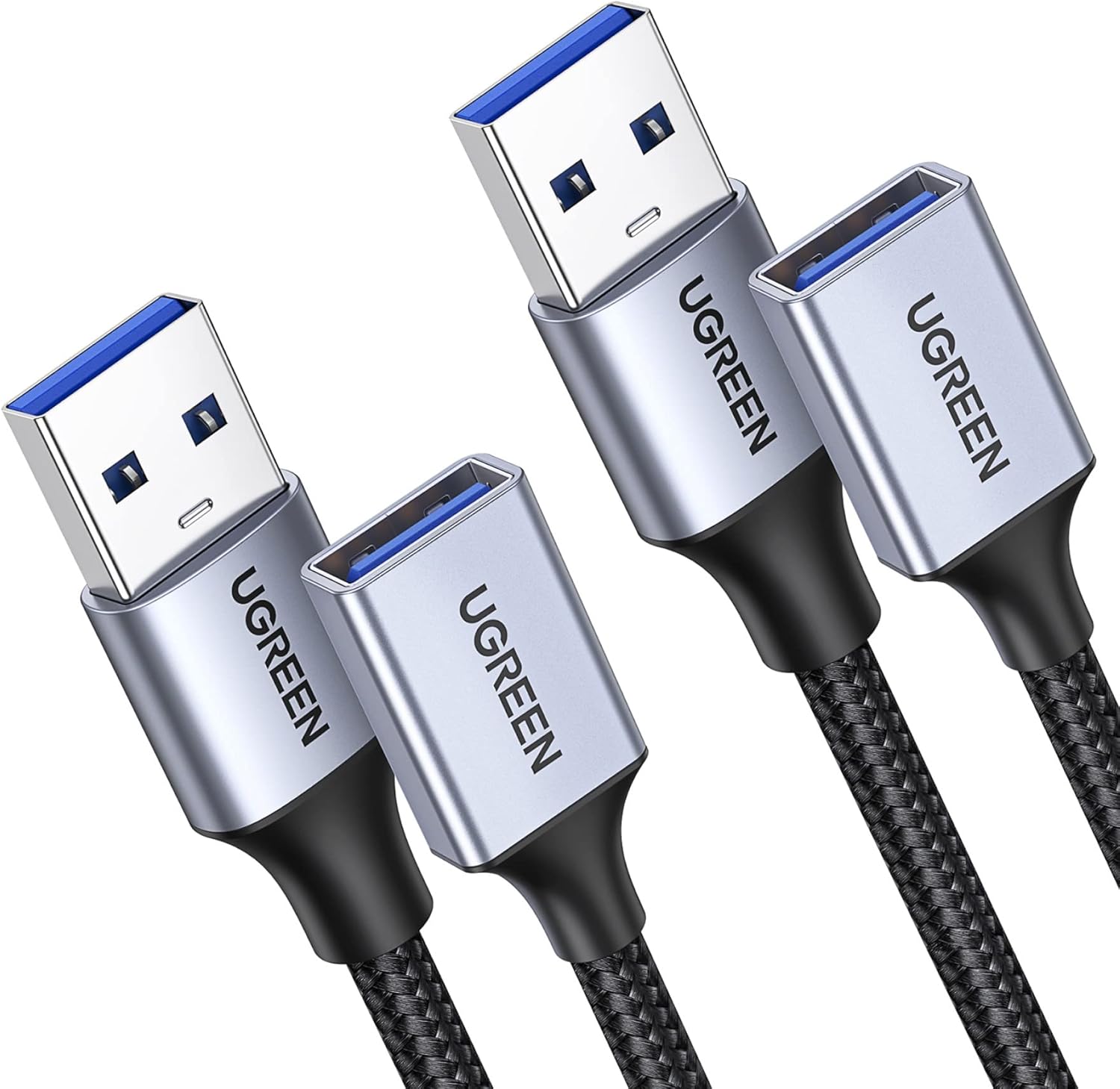 UGREEN 2 Pack USB Extension Cable 3 FT Nylon Braided - Expand Your Connectivity!
