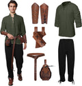 Men's Renaissance Pirate Costume Set - 6 Pc Medieval Cosplay (Large)