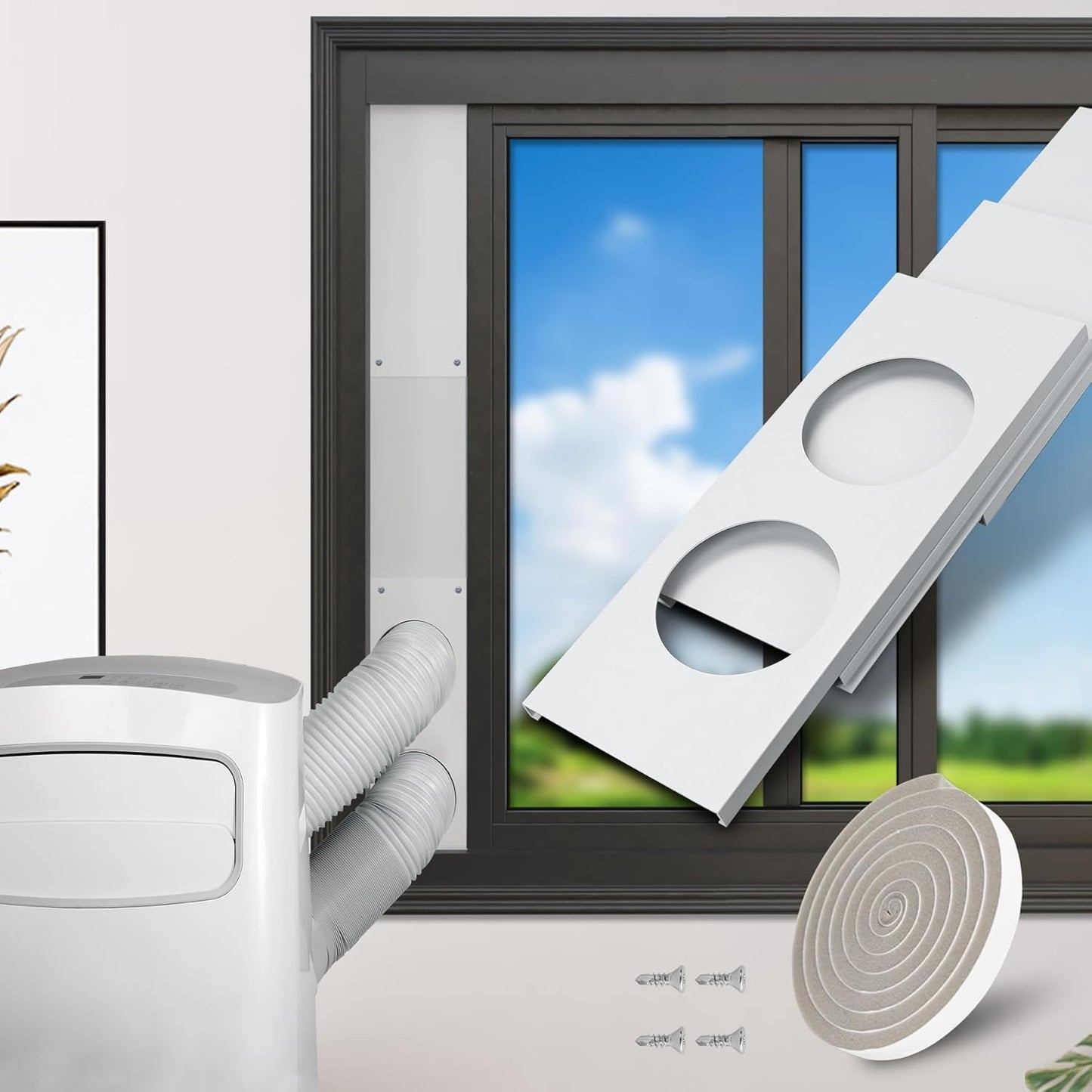 GCGOODS Portable AC Window Kit - Dual Hose for Double Sealing