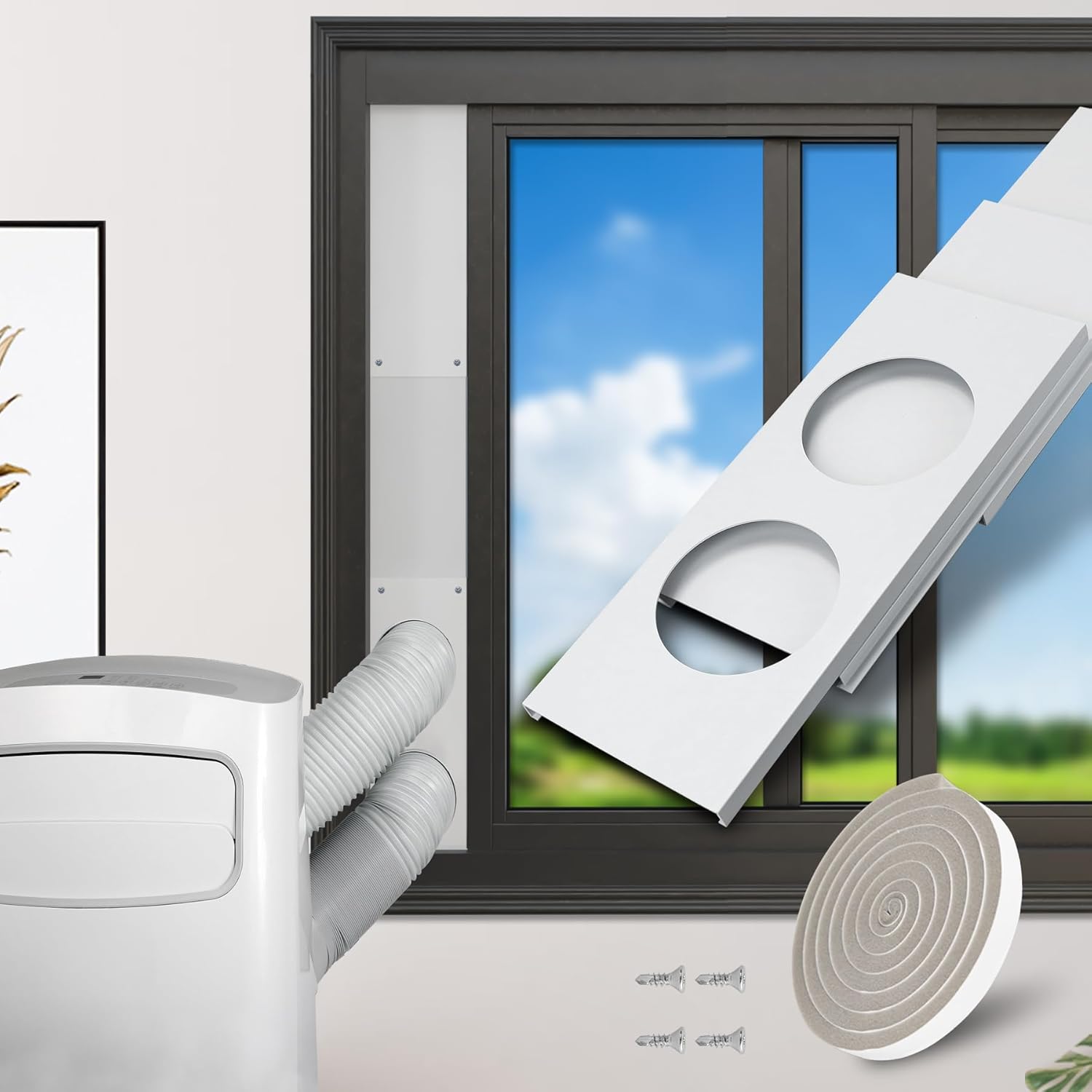 GCGOODS Portable AC Window Kit - Dual Hose for Double Sealing