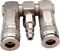 Air Hose Connector 2-Way Splitter - 360 Swivel, 1500 psi