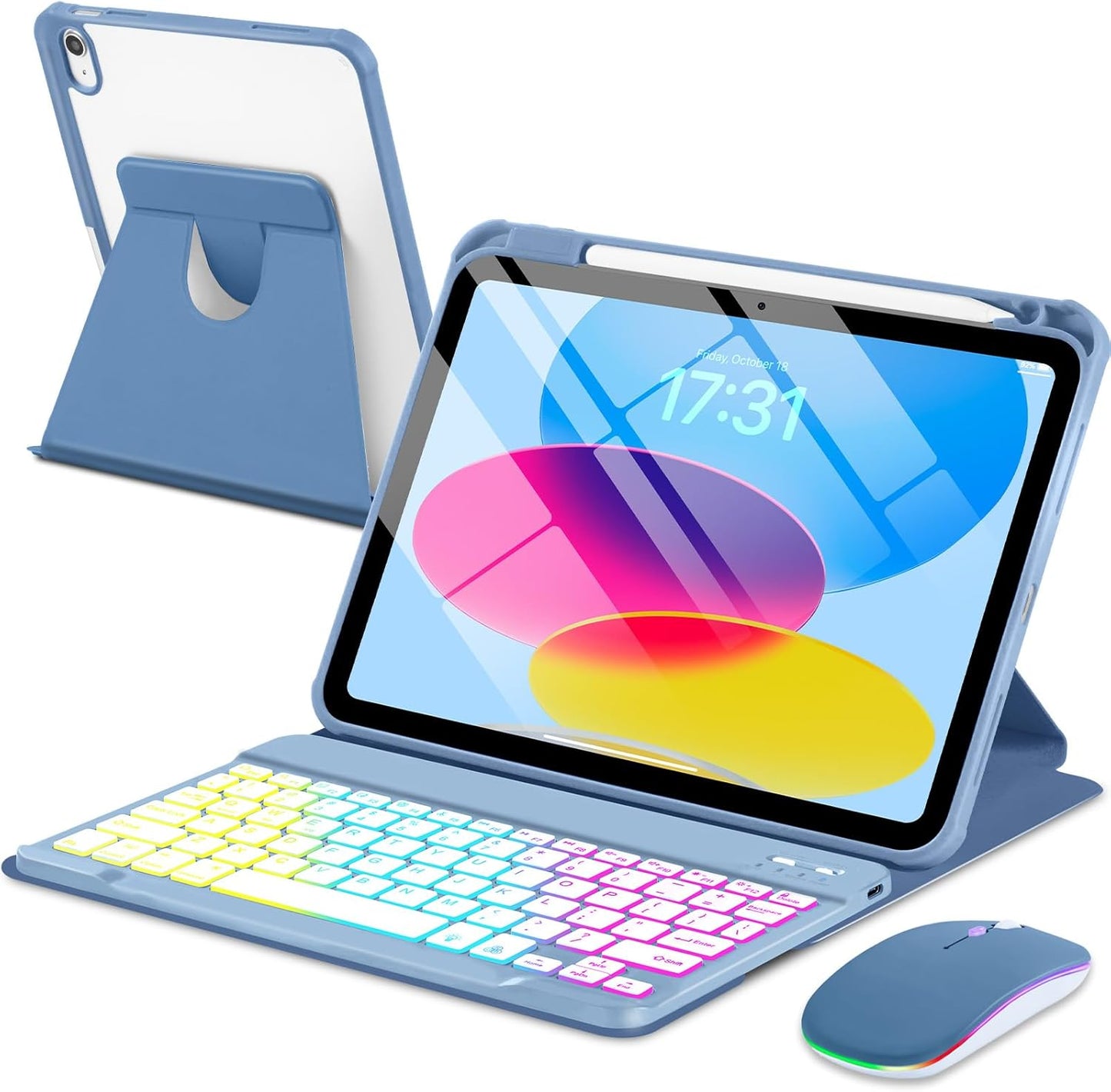 iPad Keyboard Case with Rainbow Backlight for 11/10.9 in
