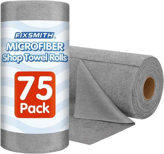 FIXSMITH 75 Pack Microfiber Cleaning Cloth Roll - Tear Away and Reuse