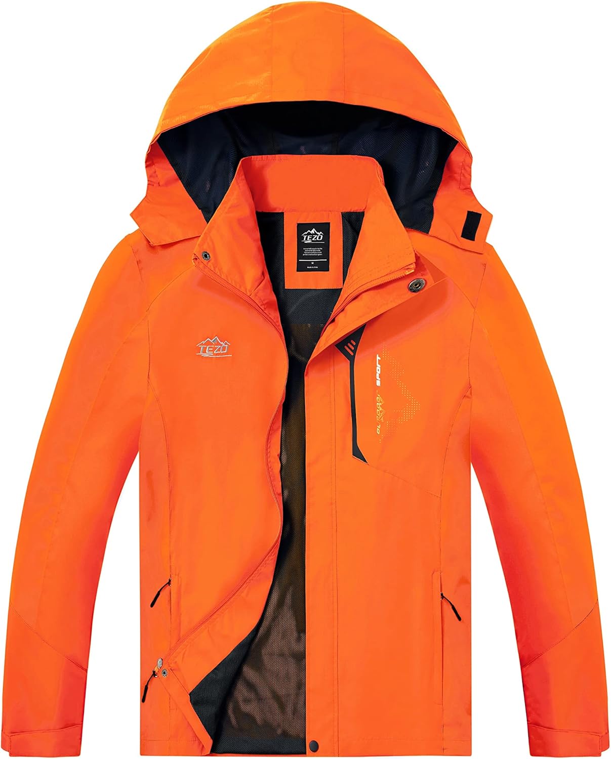 TEZO Mens Rain Jacket Waterproof Windbreaker for Hiking and Sports