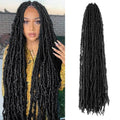 30 Inch Butterfly Locs Crochet Hair 6 Packs Long Black Distressed