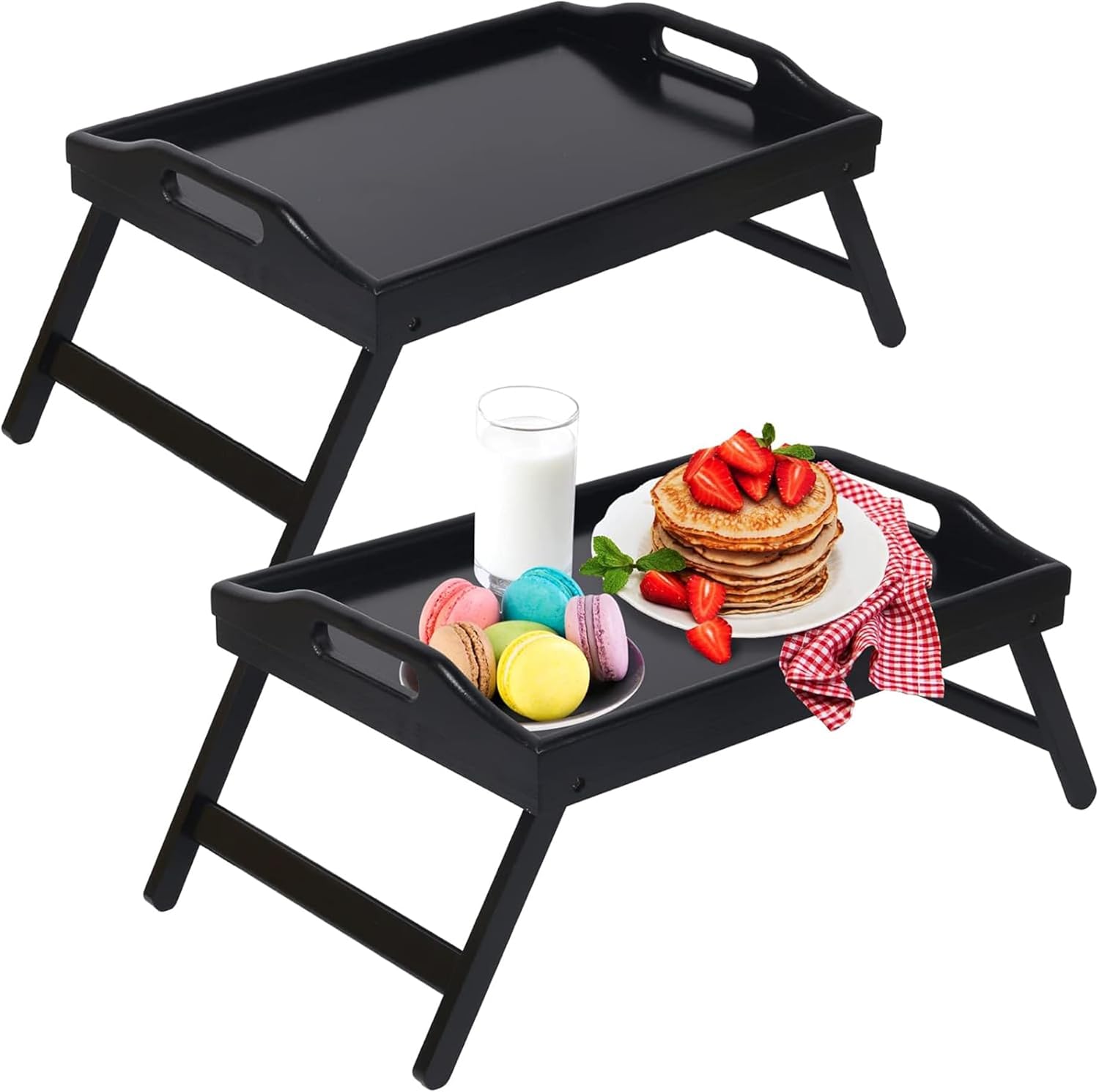 Bamboo Bed Tray Tables 2-Pack: Versatile & Stylish