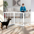 Dog Gate Indoor Freestanding Foldable Wooden Gate 24in Height