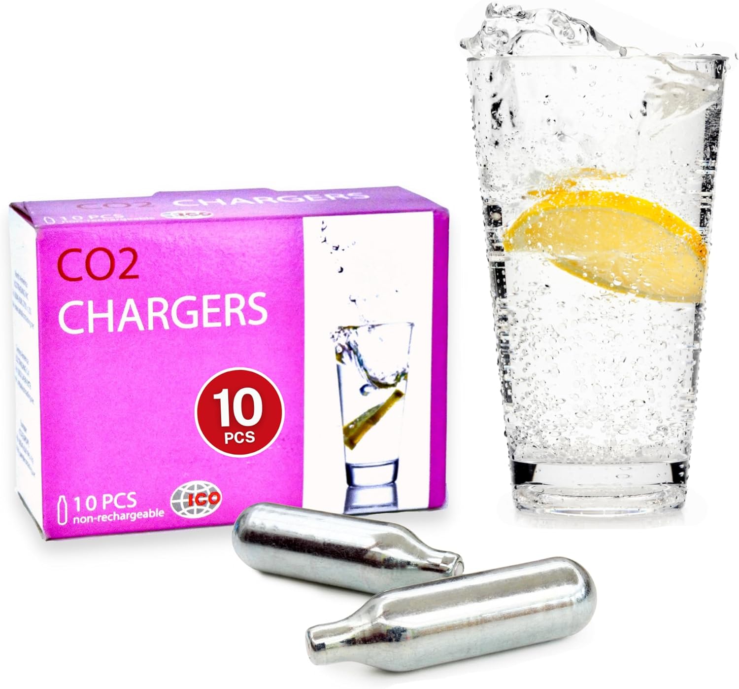 ICO 10pcs Food Grade 8g CO2 Cartridges for Soda Maker
