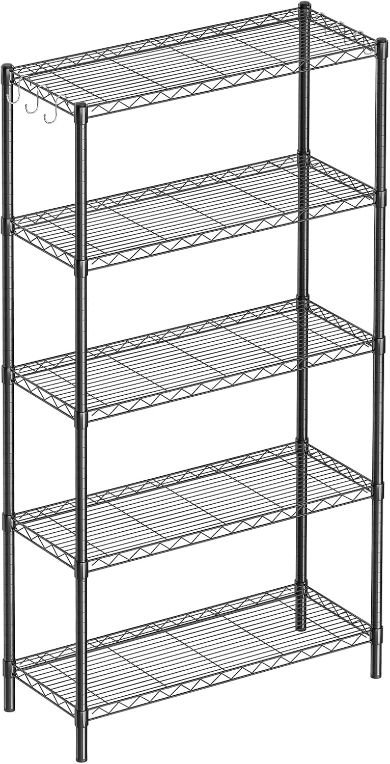 5-Shelf Adjustable Metal Shelf Wire Shelving Unit for Storage