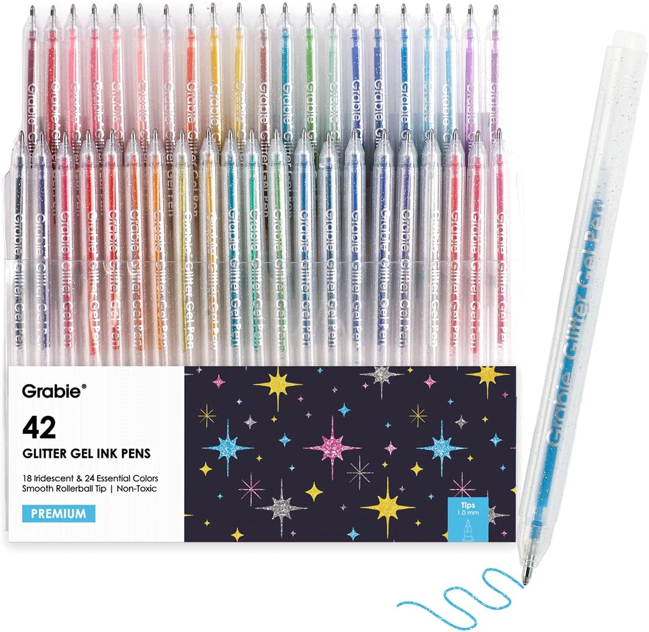 Grabie 42 Glitter Gel Pen Set for Vibrant Artistic Creations