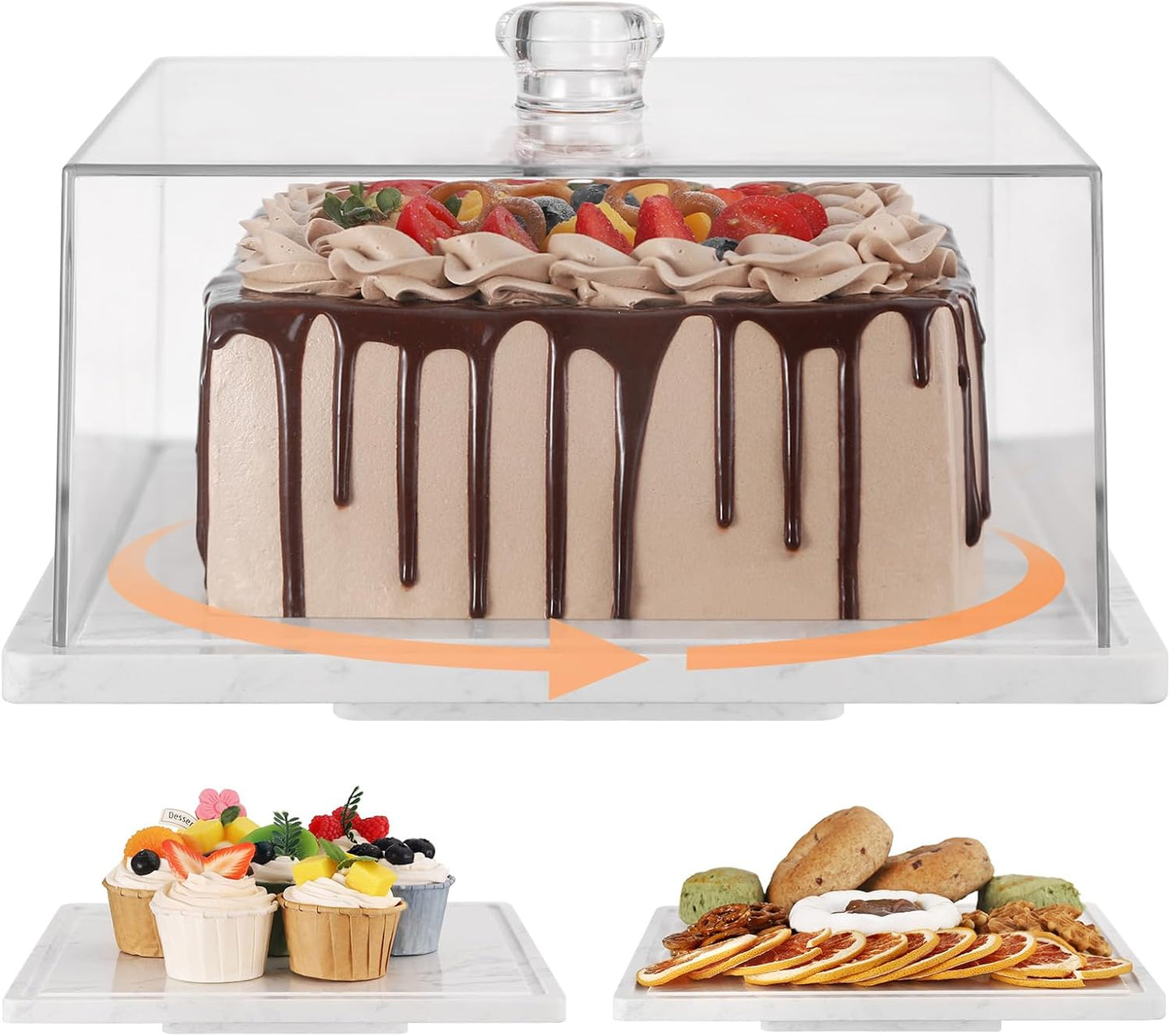 Square Cake Stand with Lid for Elegant Dessert Display