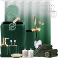 Dark Green Bathroom Accessories Set - Complete 24-Piece Bath Kit