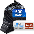 16-25 Gallon Trash Bags 500 Pack - Strong Black Bags for Home