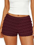 FOMELY Women's Ruffle Shorts Lace Bloomers Y2k Mini Shorts - Flirty