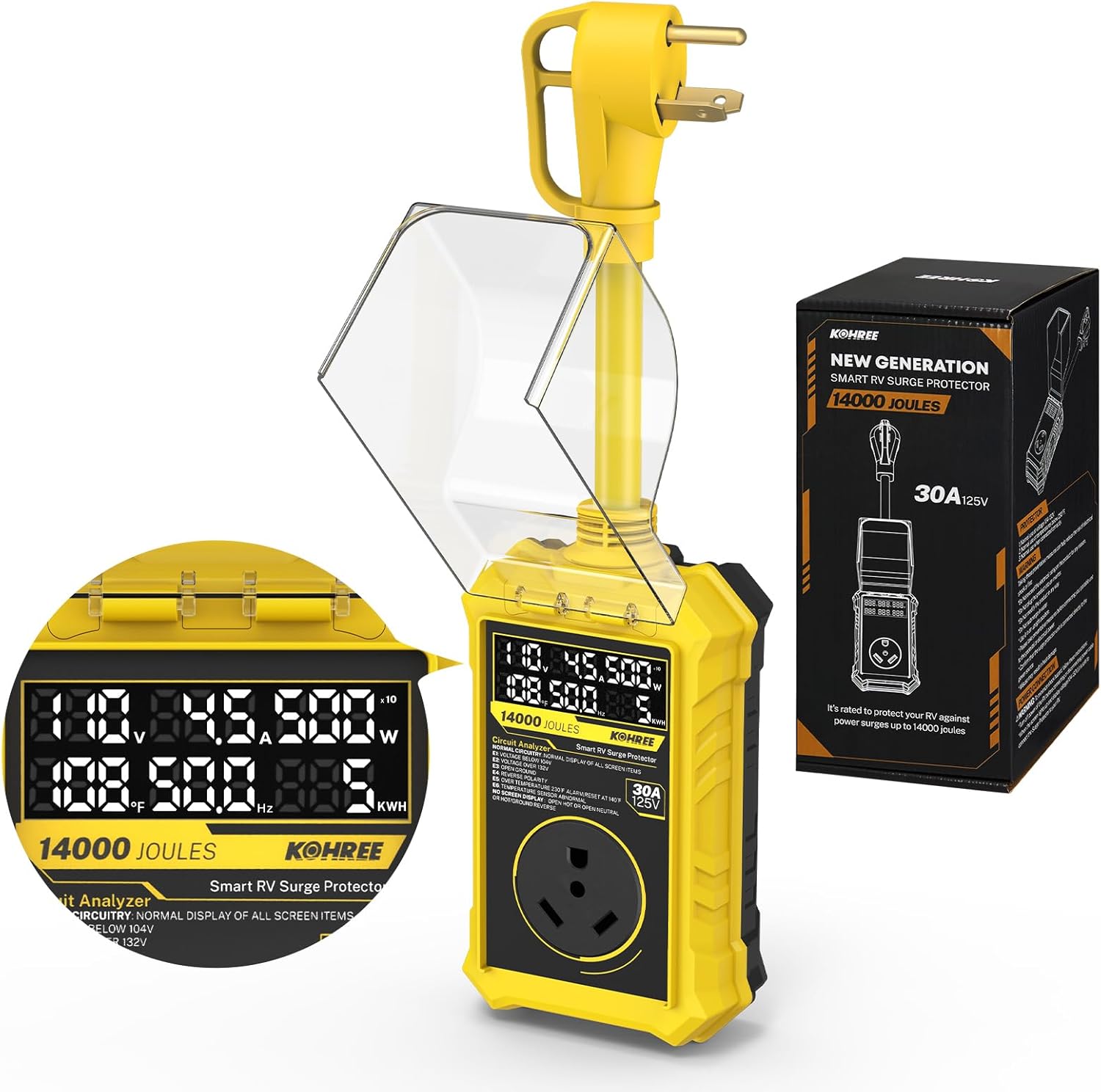 Kohree RV Surge Protector 30 Amp with LED Display for Safety