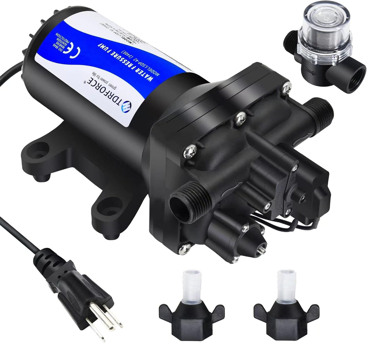 TDRFORCE Fresh Water Pump 5.5GPM Pressure Booster for Boats
