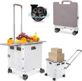 FELICON Folding Utility Cart Rolling Crate Tote Basket - Smooth
