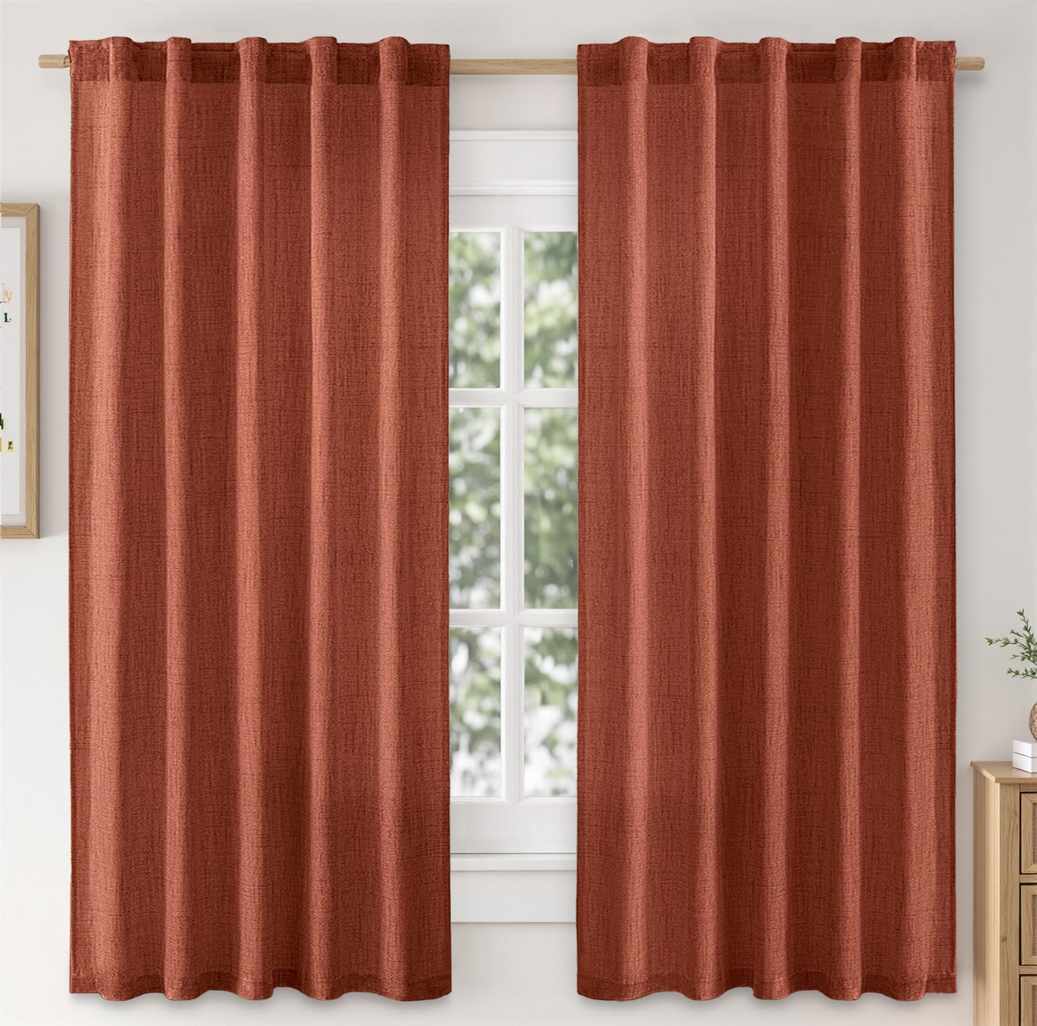 MIULEE Faux Linen Curtains 63 Inch Length for Elegant Decor