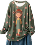 YESNO Women Sweater Graphic Oversized Pullover for Casual Style