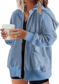Eytino Women's Plus Size Long Sleeve Zip Hoodie for Casual Style