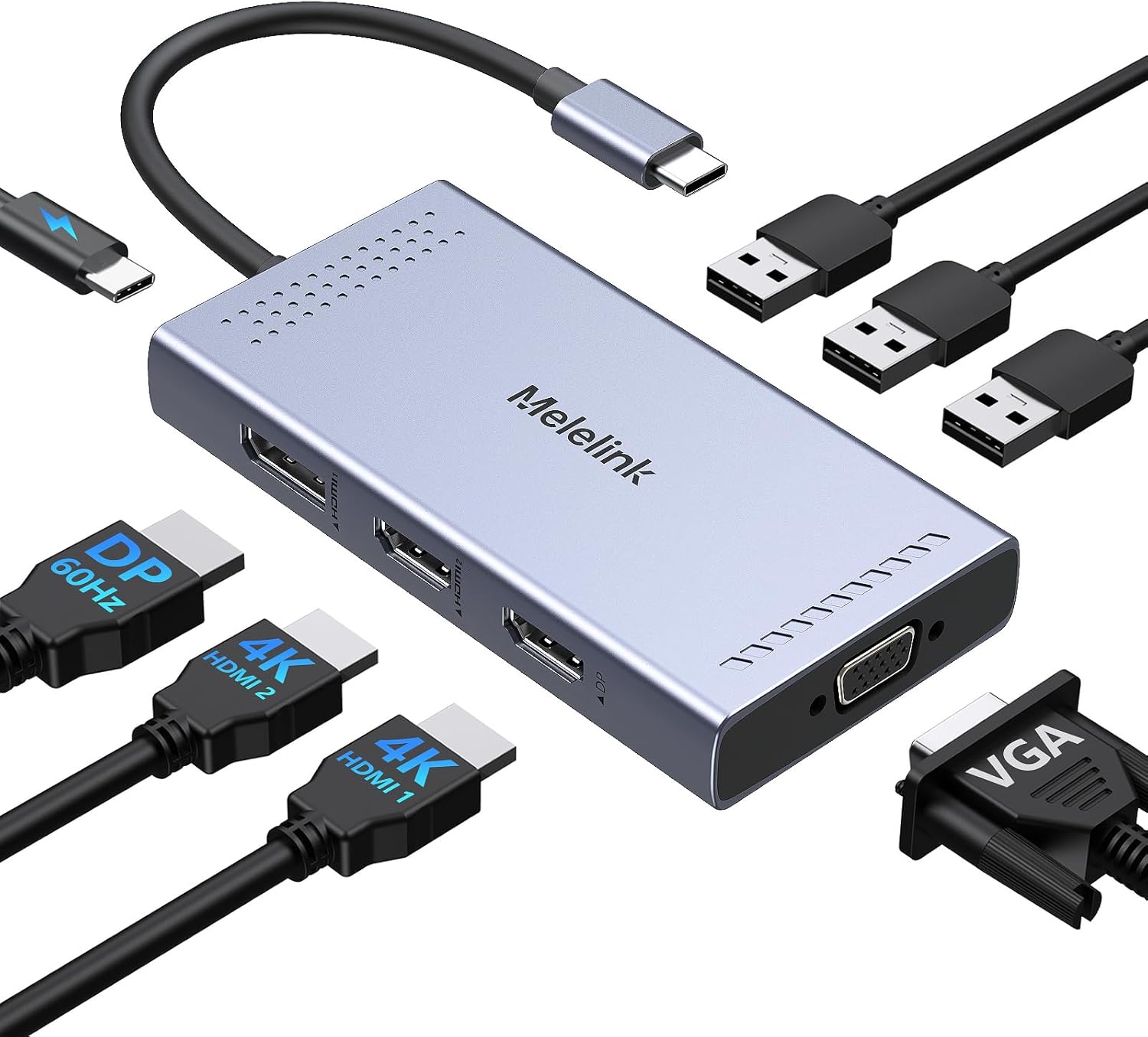 USB C Docking Station with Dual HDMI for 3 Monitors Setup